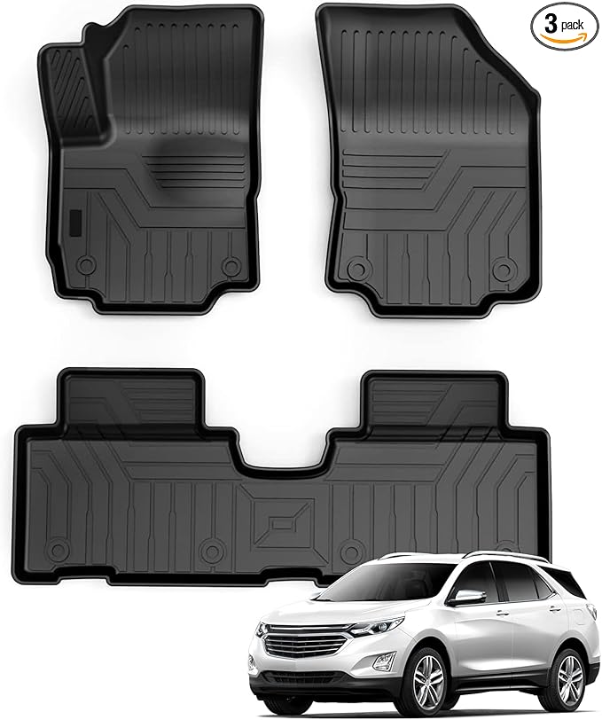 KUST Custom Fit Floor Mats for Chevy Equinox/GMC Terrain 2018-2024 (No for EV), All Weather TPE Rubber Car Mats for Equinox Accessories Front Rear 2 Row Liners, High Edges Non-Slip