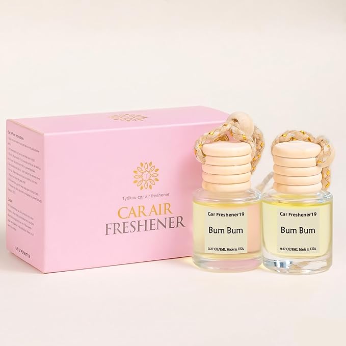 Hanging Car Air Freshener, Long Lasting Scent, Cute Air Fresheners for Women, 2 Pack Non-Toxic Essential Oil Diffuser, Made i