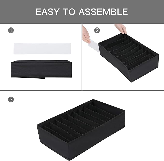 Qozary 4 Pack Drawer Organizers for Clothing, 10 Grids Foldable Dresser Drawer Organizers, Clothes Organizer for Folded Cloth