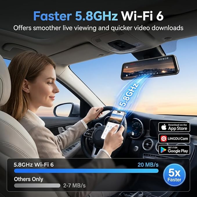 LD4K Max Mirror Dash Cam with 4K Front and 2.5K Rear Camera, STARVIS 2 Sensor, with ADAS BSD LCA Smart Mode, GPS, G-Sensor, L