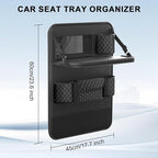 Universal Car Backseat Organizer with Tablet Holder & Foldable Tray - Heavy-Duty Kick Mats Seat Protector for Kids, Waterproof Multi-Pocket Storage for Road Trips, Cars, SUVs