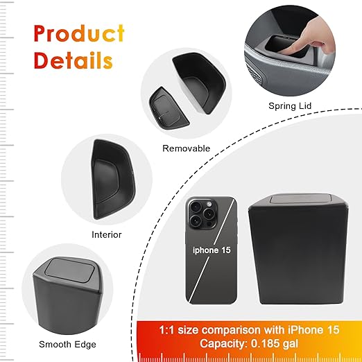 for Toyota RAV4 Trash Can for 2019-2025 Toyota RAV4 Small Car Trash Bin for Side Door RAV4 Front Right Door Trash Garbage Bin w/Lid for Toyota RAV4 Accessories (RAV4 Right Side)