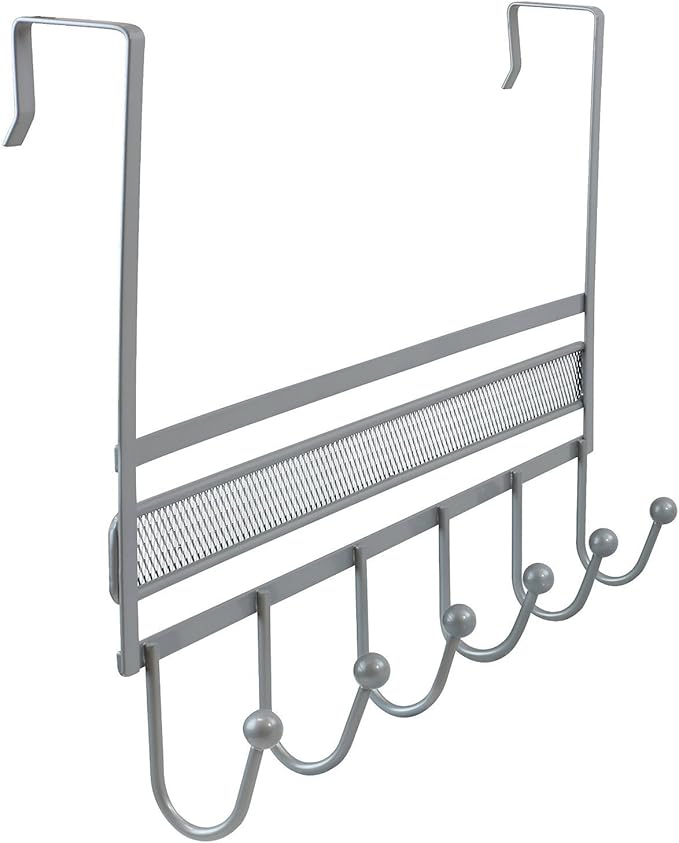 Deco Brothers Over The Door Hook Organizer with 6 Hooks, Silver