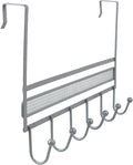 Deco Brothers Over The Door Hook Organizer with 6 Hooks, Silver