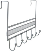 Deco Brothers Over The Door Hook Organizer with 6 Hooks, Silver