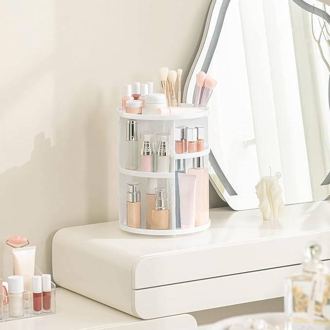 HBlife 360 Rotating Makeup Organizer Adjustable Carousel Large Capacity Revolving Perfume Organizer Skincare Organizers Cosme