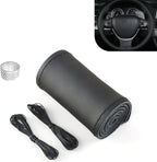 WZP Genuine Leather Steering Wheel Cover, Custom Stitch On Steering Wheel Wrap, Breathable Non-Slip Steering Wheel Protector 