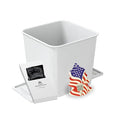 Car Trash Can 2L with Stability Wings & Velcro for Extra Stability – Magic Strip & Clip for Fabric & Rubber Mats – Durable Plastic, Easy Pull Trash Bags Included – White