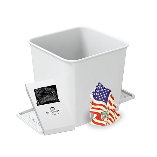 Car Trash Can 2L with Stability Wings & Velcro for Extra Stability – Magic Strip & Clip for Fabric & Rubber Mats – Durable Plastic, Easy Pull Trash Bags Included – White