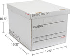STAPLES Corrugated File Box Lift Off Lid, Letter/Legal Size, White/Black, 10/Pack