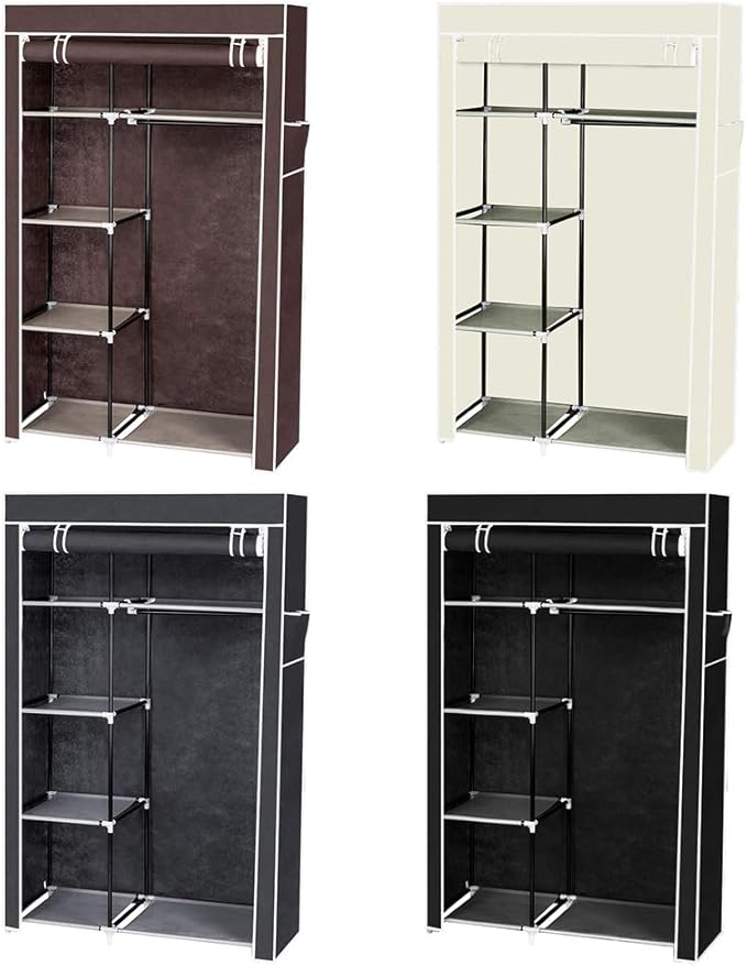 64" Portable Closet Storage Organizer Wardrobe Clothes Rack,Covered Garment Rack,Steel Tube Clothes Storage Organizer,Freesta