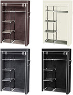 64" Portable Closet Storage Organizer Wardrobe Clothes Rack,Covered Garment Rack,Steel Tube Clothes Storage Organizer,Freesta