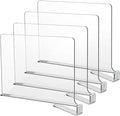 LikeU Acrylic Shelf Dividers for Closets,4 PCS Wood Shelf Dividers,Clear Shelf Separators,Perfect for Clothes Organizer and B