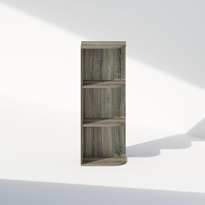 Furinno Reed Corner Shelf, 3-Tier Corner Bookshelf, Book Shelf, Corner Shelves, Storage Rack, for Organization and Storage, H