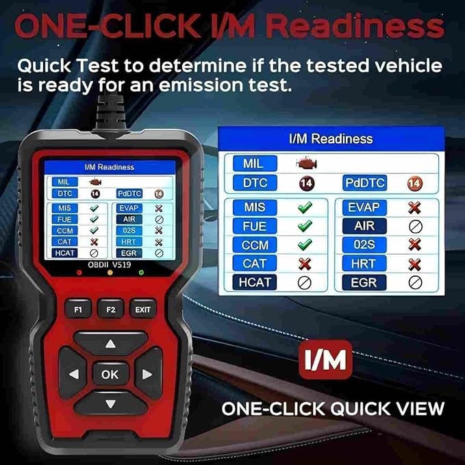 OBD2 Scanner Diagnostic Tool, Check Engine Code Reader OBD2 Scanner with Reset, Mode 6, Mode 8 & I/M Readiness, Auto Check