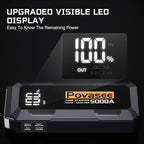Povasee Car Battery Jump Starter 5000A Jump Box (All Gas/10L Diesel) Portable Car Jump Starter Battery Pack, 12V Jumper