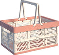 Collapsible Plastic Storage Crate - 20L Folding Organizer Basket Portable Stacking Storage Crate Bin with Handle, for Camping
