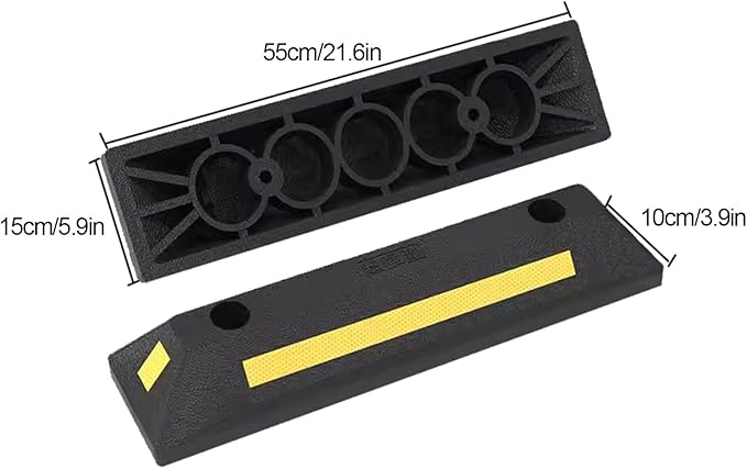 Parking Stopper for Garage, Rubber Limiter Wheel Blocker, Yellow Reflective Strips Garage Parking Aid, for Various Car Parking