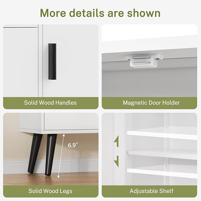 Iwell Storage Cabinet with 3 Drawers, Sideboard Buffet Cabinet with Adjustable Shelf, Freestanding Floor Storage Unit for Liv