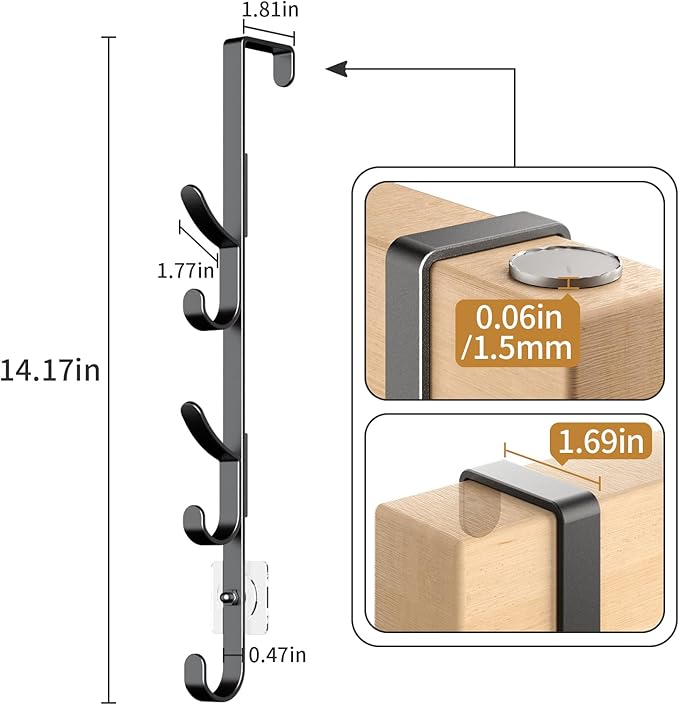 Over The Door Hooks, Metal Door Hooks for Hanging, Over The Door Purse Organizer for Coat Hanger, Back of Shower Door for Han