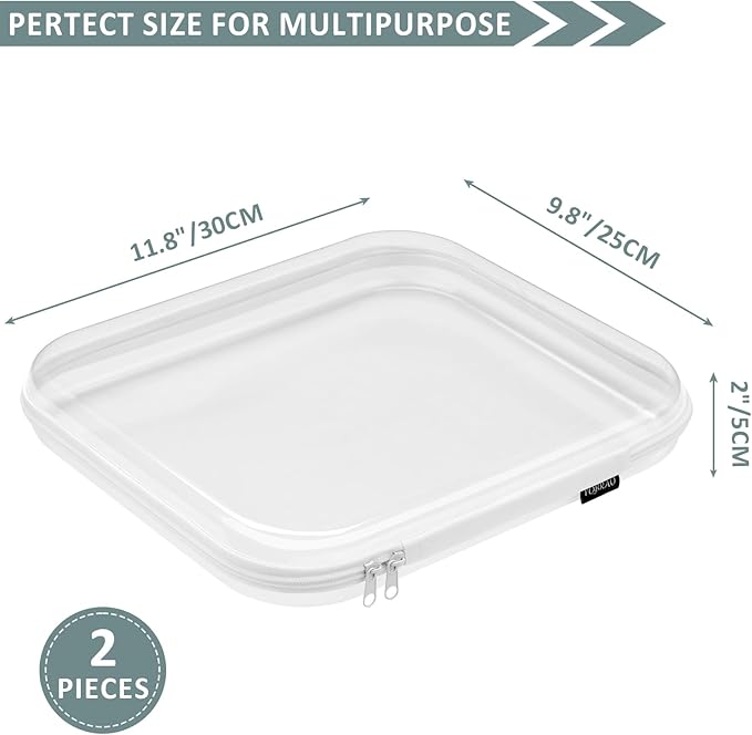 YQBRAO Hard Sided Clear Zipper Case for Storage- Professional-Grade Plastic Clear Zipper Pencil Case,Toy Storage Bins, Toilet