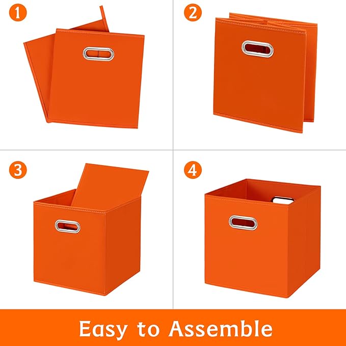 Fabric storage bins Cubes, Fabric Cube Organizer with Handle, Foldable Cube Bins for Cloth or Accessary Storage, 11x11x11, Se