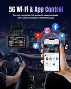Miofive Dash Cam Front & Rear Dual Channel – Front 4K UHD + Rear 2.5K, Built-in GPS & 5GHz WiFi, 3.0″ IPS Screen, HDR & Night