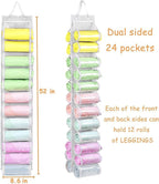 Legging Storage Bag Hanger - Can Hold 24 Leggings, Shirts or Jeans - Foldable Clothes Organizer, Portable Closet Roll Holder 