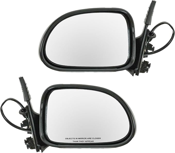 TRQ 2 Piece Driver and Passenger Side Mirror Assembly Set Electric Adjustment Non-Heated No Memory Black Compatible with 2001