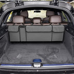 AUCELI Car Trunk Organizer, Backseat Hanging Large Storage with Adjustable Straps, Waterproof Collapsible Cargo Bag with 4 Pockets, Sturdy Space Saver Frees Trunk Floor for SUV, Truck, MPV