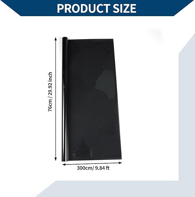 Car Window Tint Film Window Privacy Film Car Carbon 2PLY PET 9.84 ft x 29.92 Inch 1 Pc Black VLT 11% IRR 66% UVR 96%