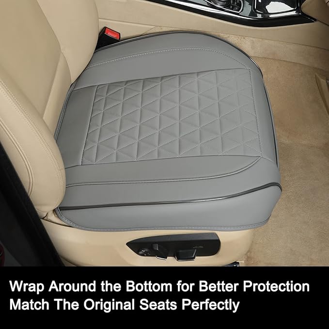 Black Panther Luxury Faux Leather Car Seat Cover for Front Bottom Seat, Anti-Slip and Wrap Around The Bottom, Fits 95% of Veh
