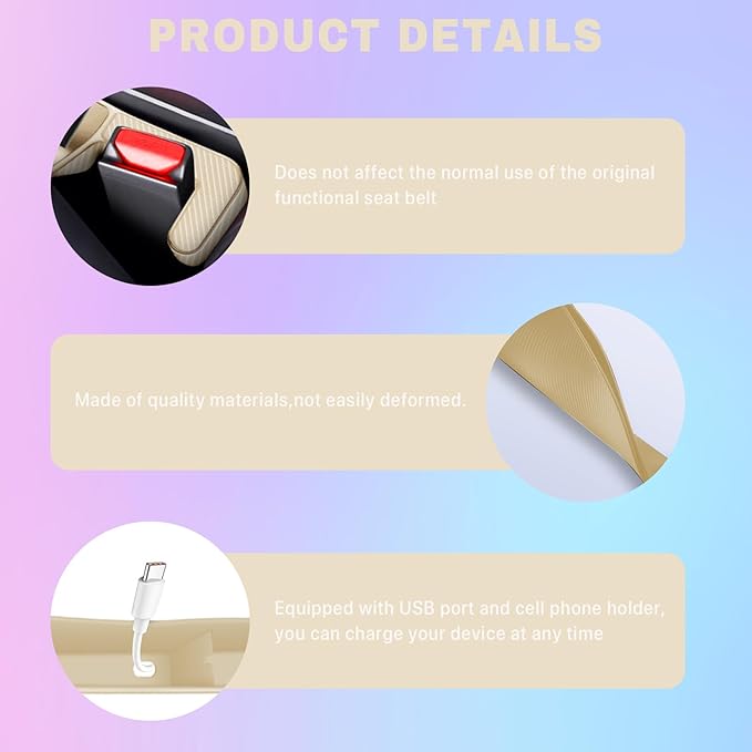 2PCS Car Seat Gap Filler, Vehicle Seat Organizer for Avoiding Dropped Items, Fill The Gap Between Seat and Console, No Drop Seats Guard for Coins Wallets Keys, Universal Car Accessories (Beige)