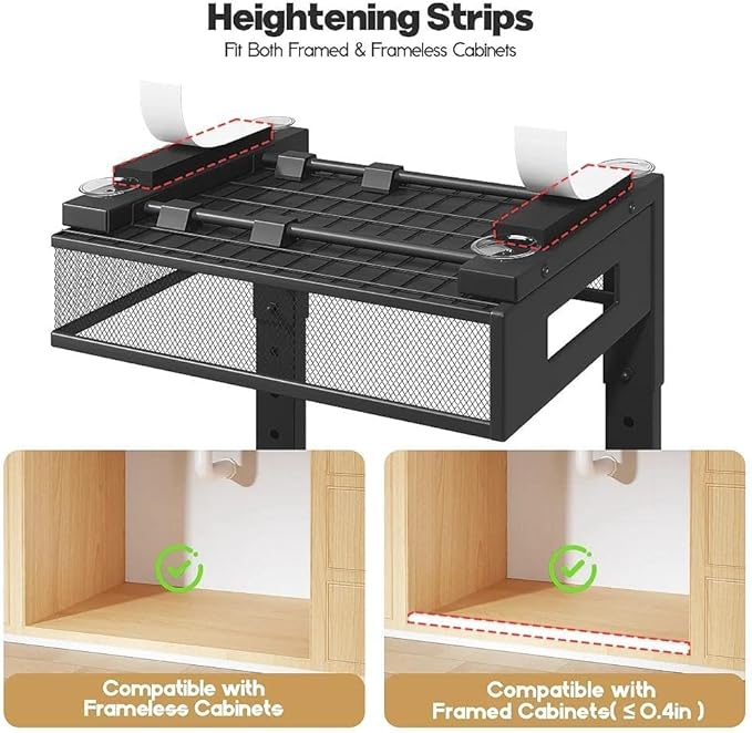 Under Sink Organizer, 2-Tier Dual Pull Out Cabinet Organizer Drawers With Smooth Circular Rail, Large Capacity Metal Mesh Sli