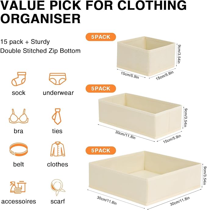 DIMJ Drawer Organizer Clothes 6 Pack - Foldable Baby Organizers and Storage & Dresser Organizer for Bedroom, Closet - Nursery