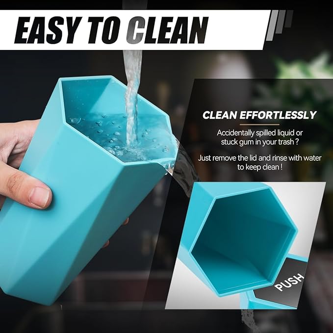 Auto Dynasty Car Trash Can with Lid, Blue Car Garbage Can Cup Holder for Interior, 1 Pack Mini Leakproof Garbage Can with 15Pcs Trash Bags, Multipurpose Storage Organizer for Vehicle Home Office