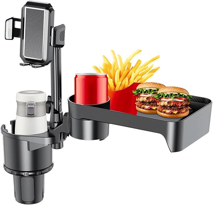 Car Cup Holder Multifunctional Cup Holder Expander with ° Rotation Tray Mobile Phone Holder Adjustable Base to Front Back Sea