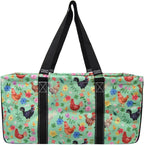 NGIL Extra Large Utility Tote Reusable Grocery Bag Oversized Collapsible for Groceries, Storage, Picnic, Beach (Barnyard Blossom-Black)