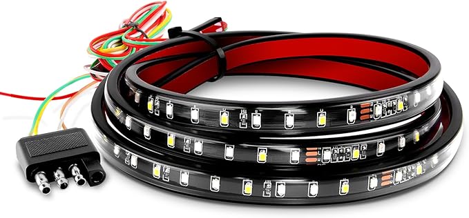 Nilight 60" Truck Tailgate Light Bar 108 LED Single Row Light Strip with Red Running Brake Lights Turn Signal White Reverse Light, 2 Years Warranty