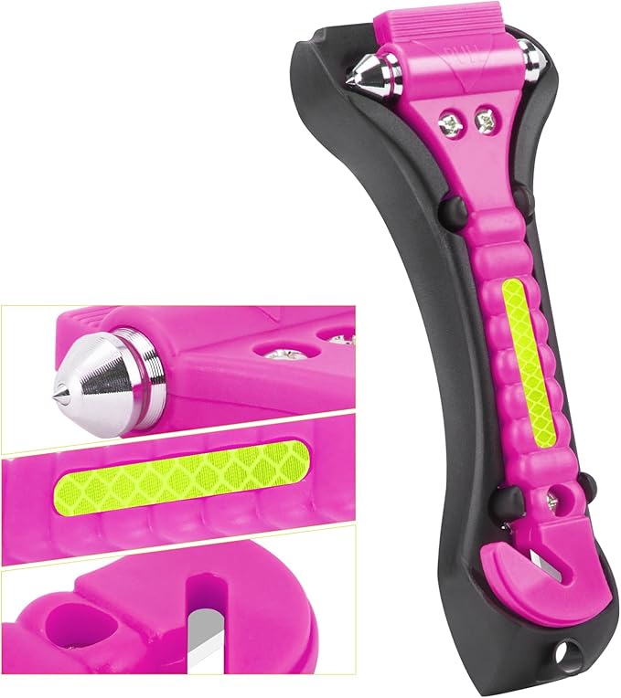 8PCS Car Window Breaker, Pink Window Breaker Seatbelt Cutter, Car Safety Hammer with One Second Emergency Glass Hammer, Safet