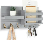 Lwenki Mail Organizer for Wall Mount – Key Holder with Shelf Includes Letter Holder and Hooks for Coats, Dog Leashes – Rustic