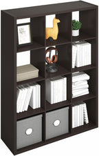 Furinno Simple Cube Storage Organizer, 12-Cube Display Shelf, Open Back Shelving Unit, Storage Shelves, Extra Thick Frame, fo