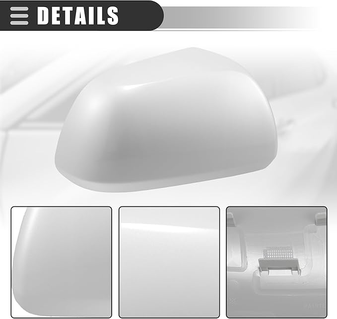 Motoforti Right Side Mirror Cover Cap, Rearview Mirror Cover Cap, for Toyota Highlander 2009-2014, ABS, White