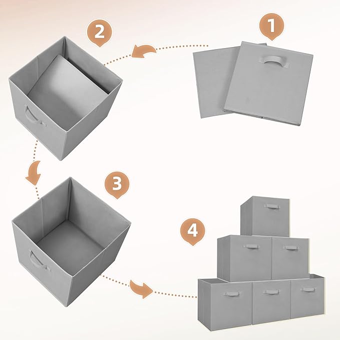 STORAGE MANIAC Storage Cubes, 13 Inch Collapsible Storage Bins with Handles, 8 Pack Fabric Foldable Bins for Organization, Du