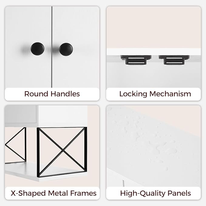 MAHANCRIS Bathroom Wall Cabinet with 2 Door and Adjustable Shelf, Farmhouse Medicine Cabinet with Towel Rack, 3-Tier Wall Mou
