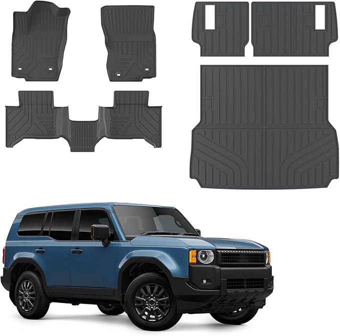 Floor Mats Compatible with 2024 2025 2026 Toyota Land Cruiser/Lexus GX550 Overtrail 5 Seats Cargo Mat Cargo Liner Trunk Liner Land Cruiser Accessories (Floor Mats+Trunk Mat+Backrest Mats)