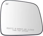 TRQ Passenger Side Heated Mirror Glass Snap On Compatible with 2011-2022 Jeep Grand Cherokee 2014-2022 Dodge Durango CH132512