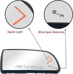 Passenger Side Heated Turn Signal And Blind Spot Detection Mirror Glass Replacement For 2008-2017 Toyota Sequoia 2007-2020 Toyota Tundra - Side Mirror With Rear Holder