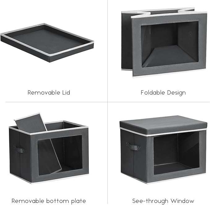Homsorout Storage Bins with Lids - Small Fabric Organizers with Window, Collapsible Storage Bins for Clothes, Decorative Clos