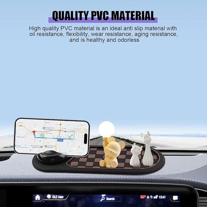 Multifunctional Car Anti-Slip Pad, 3 in 1 Rotatable Non-Slip Vehicle Dashboard Mat with Phone Holder & Temporary Parking Numb